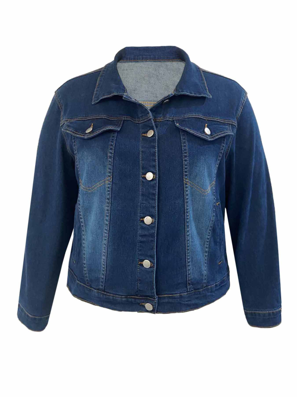 Geacă denim Nordic TOT pentru femei, jachetă scurtă, din piele spălată, cu logo, stil retro clasic, albastru, lejeră și slăbită