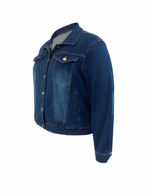 Geacă denim Nordic TOT pentru femei, jachetă scurtă, din piele spălată, cu logo, stil retro clasic, albastru, lejeră și slăbită