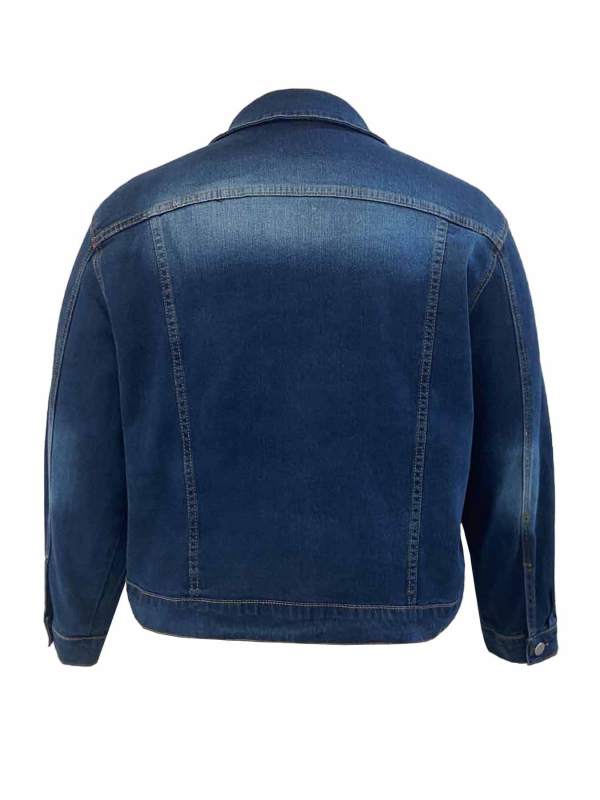 Geacă denim Nordic TOT pentru femei, jachetă scurtă, din piele spălată, cu logo, stil retro clasic, albastru, lejeră și slăbită