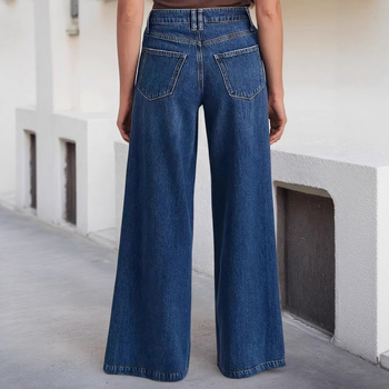 Blugi elastici europeni și americani pentru femei 2025 Noi pantaloni cu picior larg, despicați pe Ebay, blugi spălați casual la modă