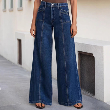 Blugi elastici europeni și americani pentru femei 2025 Noi pantaloni cu picior larg, despicați pe Ebay, blugi spălați casual la modă