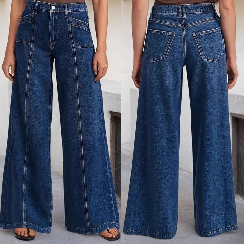 Blugi elastici europeni și americani pentru femei 2025 Noi pantaloni cu picior larg, despicați pe Ebay, blugi spălați casual la modă