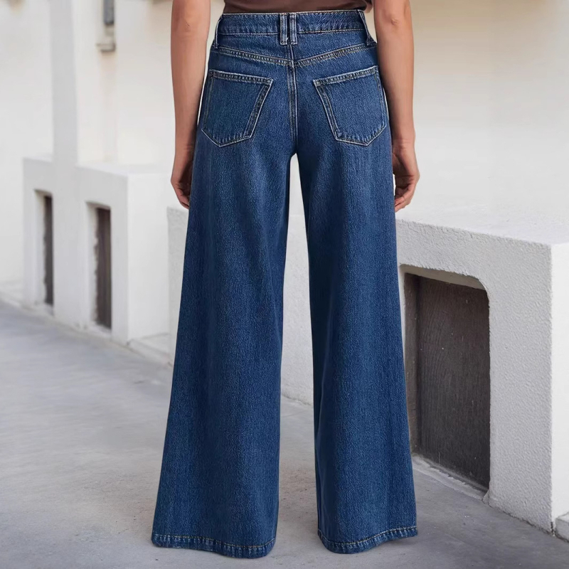 Blugi elastici europeni și americani pentru femei 2025 Noi pantaloni cu picior larg, despicați pe Ebay, blugi spălați casual la modă