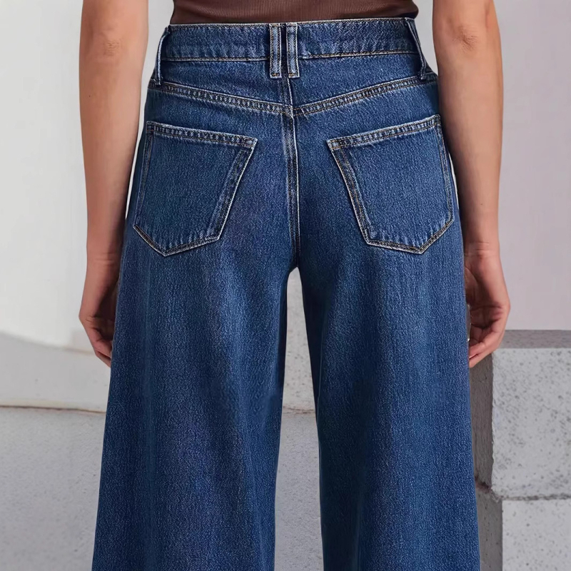 Blugi elastici europeni și americani pentru femei 2025 Noi pantaloni cu picior larg, despicați pe Ebay, blugi spălați casual la modă