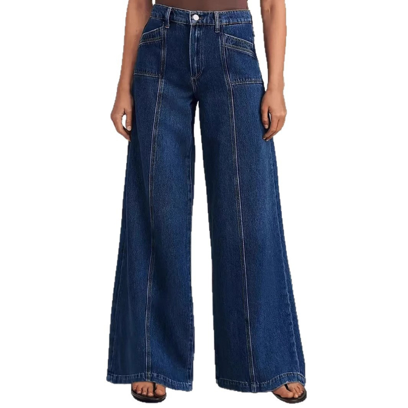Blugi elastici europeni și americani pentru femei 2025 Noi pantaloni cu picior larg, despicați pe Ebay, blugi spălați casual la modă