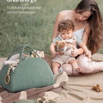 Τσάντα για πάνες μωρού Καλάθι πάνες από βαμβακερό σχοινί Καλάθι αποθήκευσης ντους για νεογέννητα Ζευγάρι συνάντησης μωρού Υφασμάτινο καλάθι δώρου