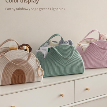 Τσάντα για πάνες μωρού Καλάθι πάνες από βαμβακερό σχοινί Καλάθι αποθήκευσης ντους για νεογέννητα Ζευγάρι συνάντησης μωρού Υφασμάτινο καλάθι δώρου