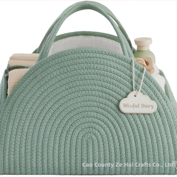 Τσάντα για πάνες μωρού Καλάθι πάνες από βαμβακερό σχοινί Καλάθι αποθήκευσης ντους για νεογέννητα Ζευγάρι συνάντησης μωρού Υφασμάτινο καλάθι δώρου