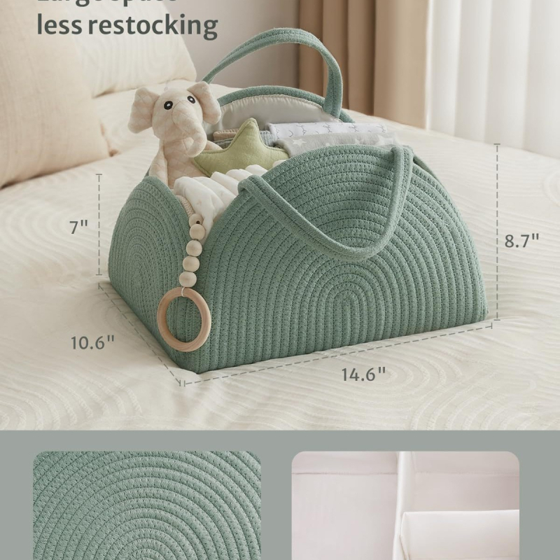 Coș de scutece pentru bebeluși, geantă de mână cu frânghie de bumbac, coș de scutece pentru nou-născuți, coș de depozitare pentru duș, coș de întâlnire pentru bebeluși, coș țesut pentru cadouri