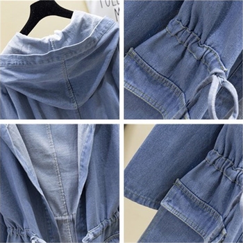 Laza, húzózsinóros, karcsúsított széldzseki, középhosszú, tavaszi és őszi, plus size, lezser, farmerkabát, plus size
