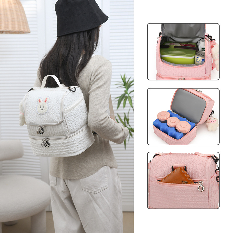 Mullvõrega topeltõlaga emmekott, moodne suure mahutavusega ema- ja beebikott, lutipudelite termokott, beebitarbed, mitmekihiline hoiukott