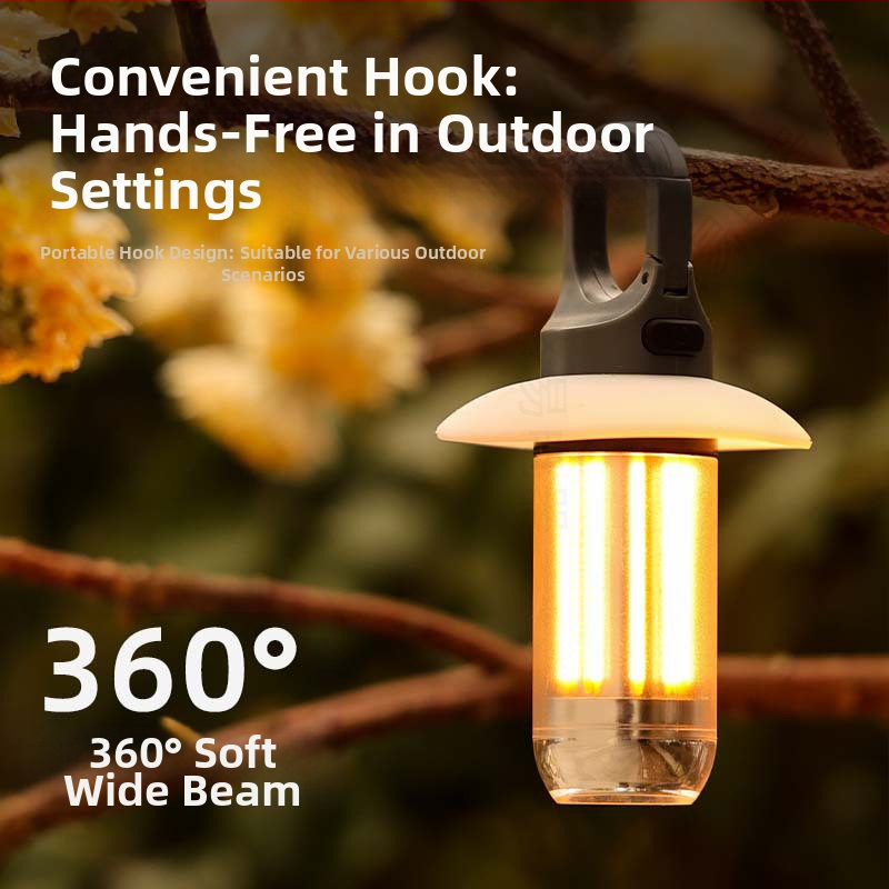 Нова преносима многофункционална къмпинг лампа с двоен източник на светлина, фенерче „два в едно“, за външна атмосфера, лампа за палатка, къмпинг лампа