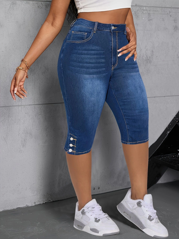 Pārrobežu ekskluzīvi Amazon neatkarīgajai stacijai, Eiropas un Amerikas sievietēm, jaunā tendence, augsta elastība, pieguļošas džinsa bikses ar nagu sprādzi.