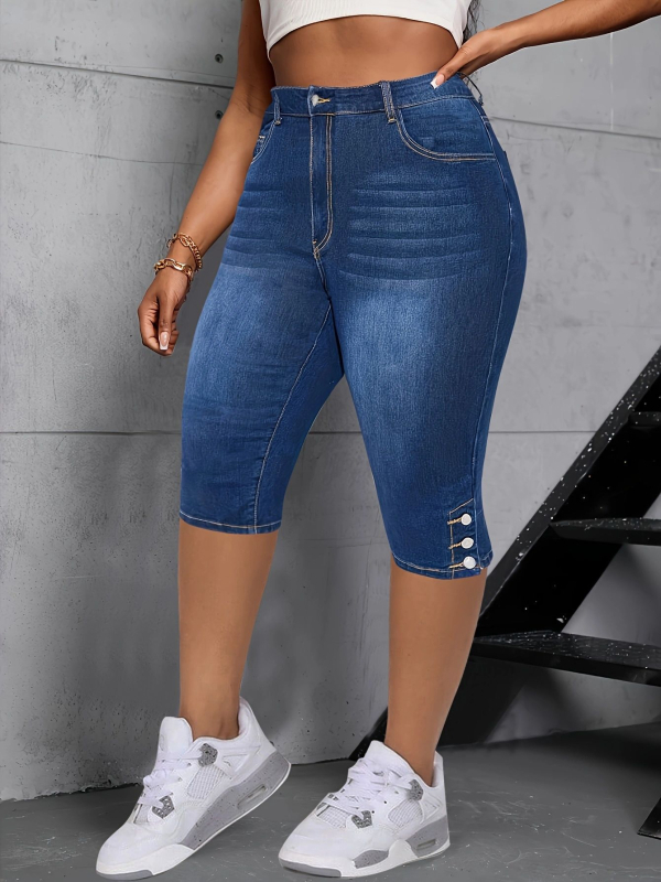 Pārrobežu ekskluzīvi Amazon neatkarīgajai stacijai, Eiropas un Amerikas sievietēm, jaunā tendence, augsta elastība, pieguļošas džinsa bikses ar nagu sprādzi.