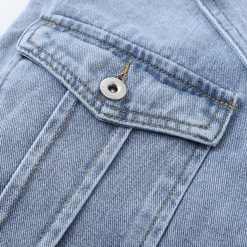 Дънкова жилетка, дамска лятна малка жилетка, къса жилетка, външна жилетка с яка, носеща малка жилетка в стил Шанел, модерна