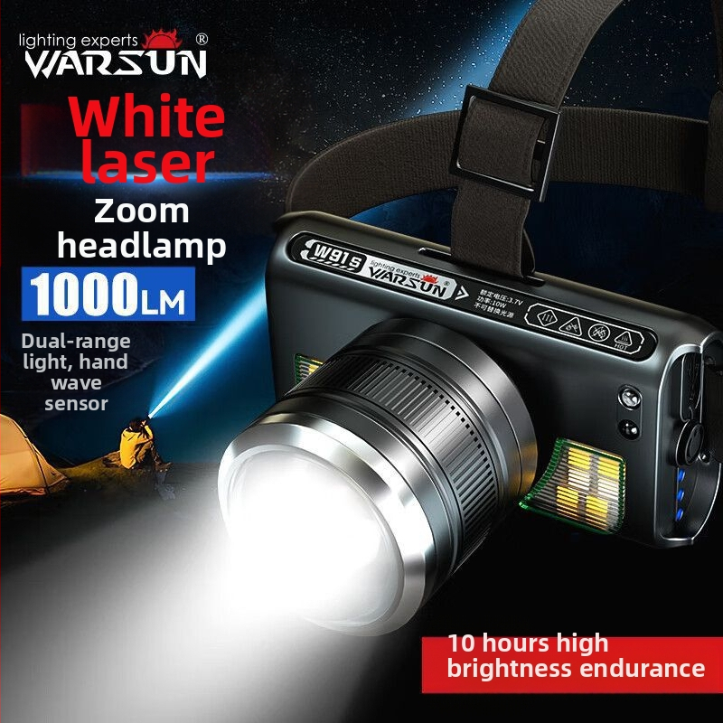 „Wallson W91s“ priekinis žibintas, priartinimo funkcija, indukcinis, ant galvos tvirtinamas, stiprus apšvietimas, įkrovimas, nuotolinis, vandeniui atsparus, žvejybai