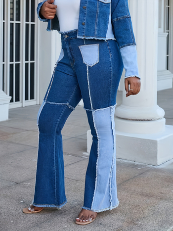 Femeii noi, cu talie înaltă, blugi denim evazați, spălați, casual, stil european și american transfrontalier