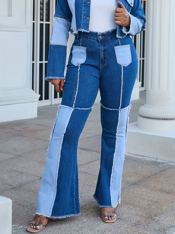 Femeii noi, cu talie înaltă, blugi denim evazați, spălați, casual, stil european și american transfrontalier