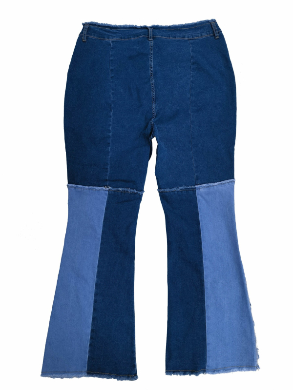 Femeii noi, cu talie înaltă, blugi denim evazați, spălați, casual, stil european și american transfrontalier