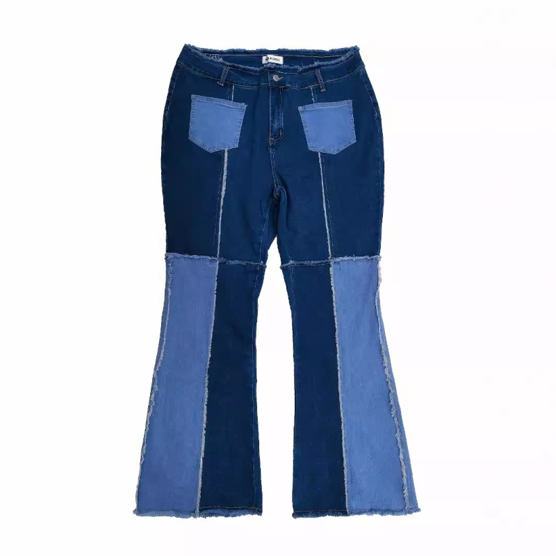 Femeii noi, cu talie înaltă, blugi denim evazați, spălați, casual, stil european și american transfrontalier
