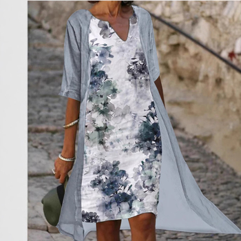 Φόρεμα δύο τεμαχίων από σιφόν με ρετρό στυλ και λινό ύφασμα Sub-Itation, σε στυλ Μέσης Ανατολής και Ευρώπης, σε στυλ Αμερικανού.