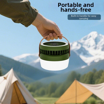 F5T päikeseenergial töötav telkimisstiilis valgustusventilaatoriga valgus, multifunktsionaalne, aku tööeaga laetav telkimisstiilis avariivalgusti