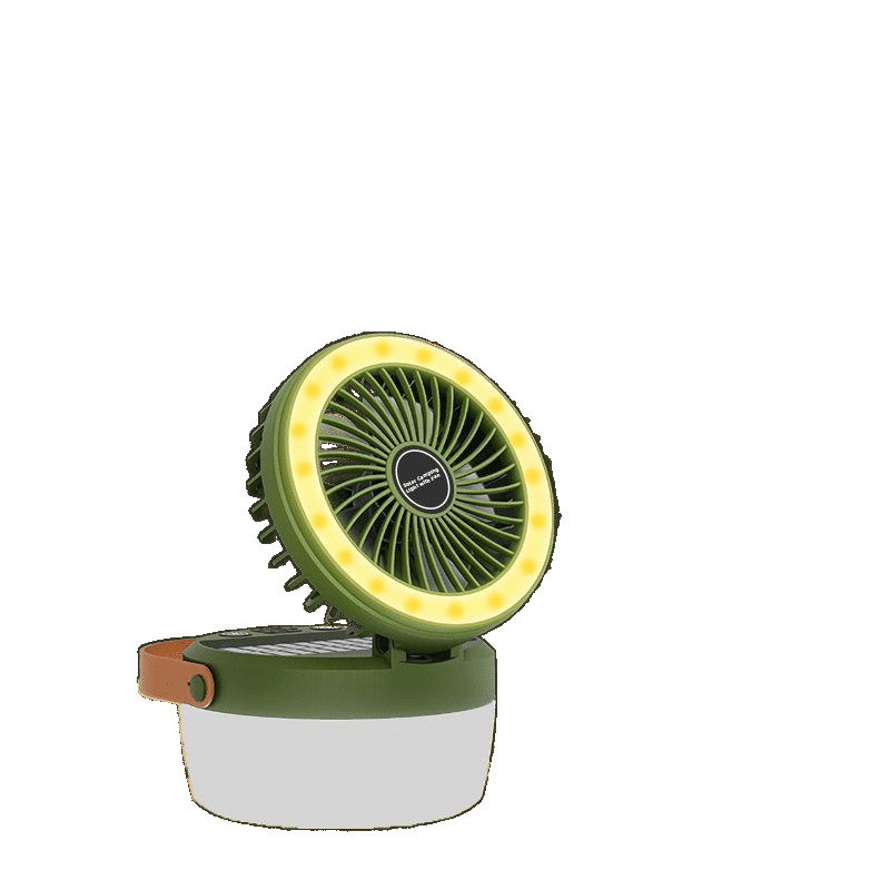 F5T päikeseenergial töötav telkimisstiilis valgustusventilaatoriga valgus, multifunktsionaalne, aku tööeaga laetav telkimisstiilis avariivalgusti