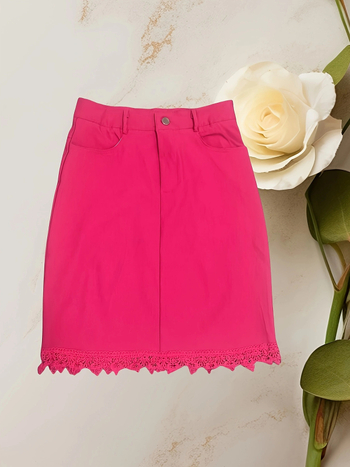 Γυναικεία Φούστα Καλοκαιρινή Φούστα που Αγκαλιάζει τους Γοφούς Κοντή Φούστα Ρετρό Σικ Ψηλόμεση Λεπτή Ροζ Κόκκινη Φούστα σε Γραμμή Α