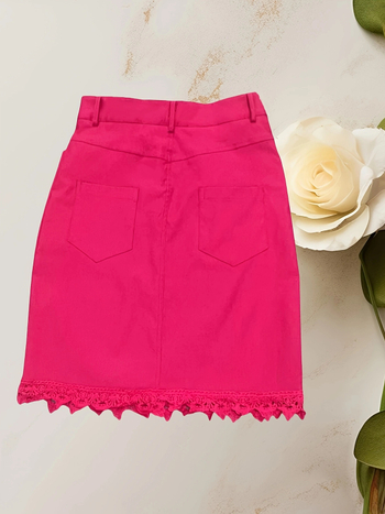 Γυναικεία Φούστα Καλοκαιρινή Φούστα που Αγκαλιάζει τους Γοφούς Κοντή Φούστα Ρετρό Σικ Ψηλόμεση Λεπτή Ροζ Κόκκινη Φούστα σε Γραμμή Α