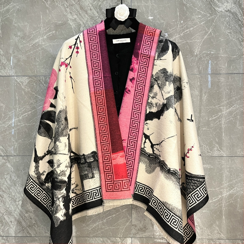 2024 Нов китайски естетичен шал с мастило с есенен и зимен топъл шал, дамски зимен шал, подарък за мама