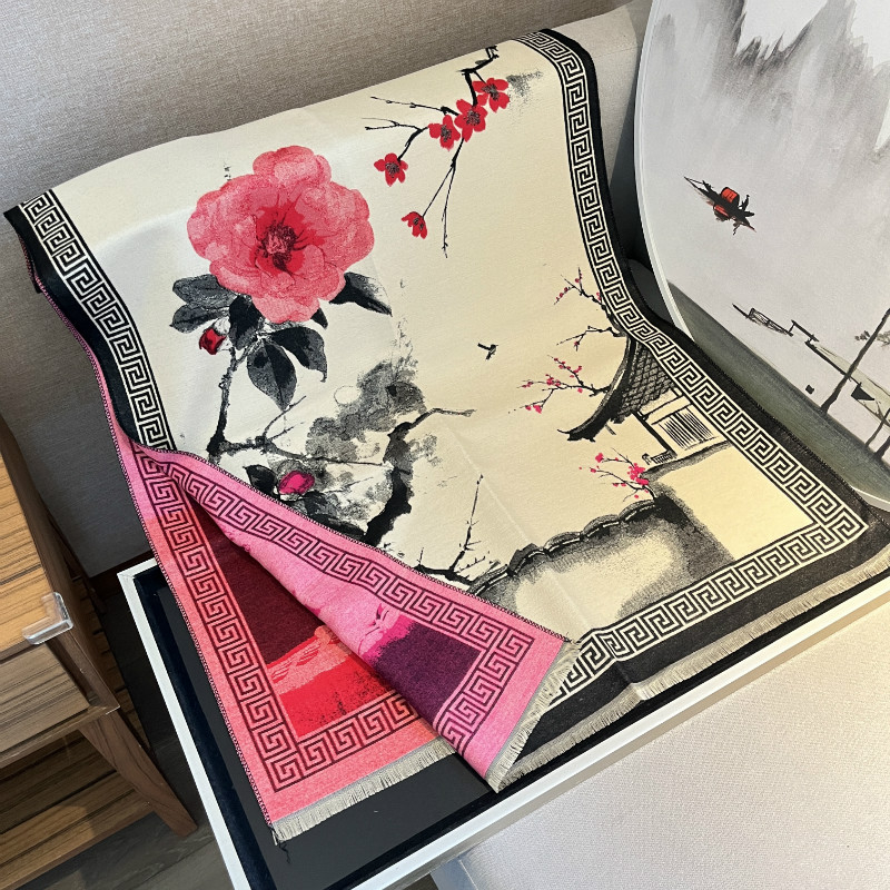 2024 m. nauja kiniška estetinė rašalo skara su šiltu rudens ir žiemos šaliku, moteriška žiemos skara, dovana mamai