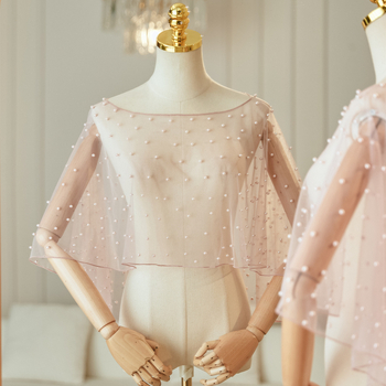 Ново дамско облекло за пърформанс, обикновена прежда, оверлок, къс мрежест перлен шал, бял, цвят слонова кост, висок клас, тост за рожден ден