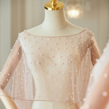 Ново дамско облекло за пърформанс, обикновена прежда, оверлок, къс мрежест перлен шал, бял, цвят слонова кост, висок клас, тост за рожден ден