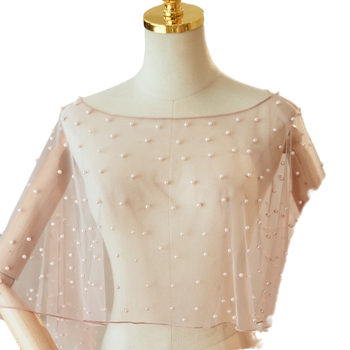 Ново дамско облекло за пърформанс, обикновена прежда, оверлок, къс мрежест перлен шал, бял, цвят слонова кост, висок клас, тост за рожден ден