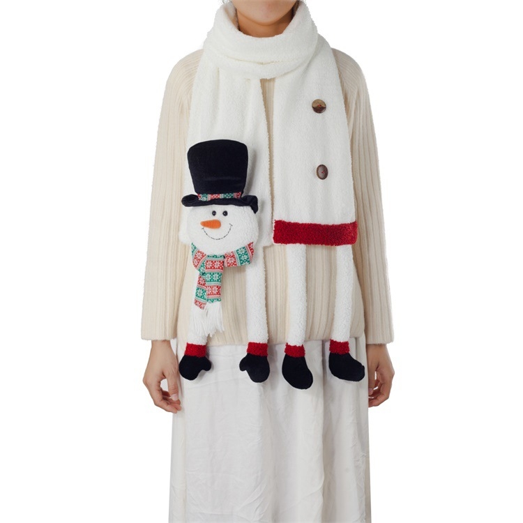 Kalėdinis šalikas, parduodamas užsienyje, naujas produktas, Kalėdinis sniego senio šalikas, Kalėdinės dekoracijos, madingas ir mielas baltas šalikas