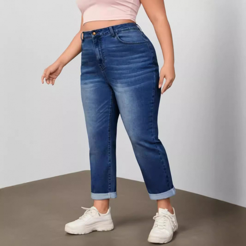 Amazon pārrobežu augstpiedurkņu taisni džinsi sievietēm 25 jaunas Eiropas un Amerikas seksīgas modes, kā arī resni un lieli izmēri
