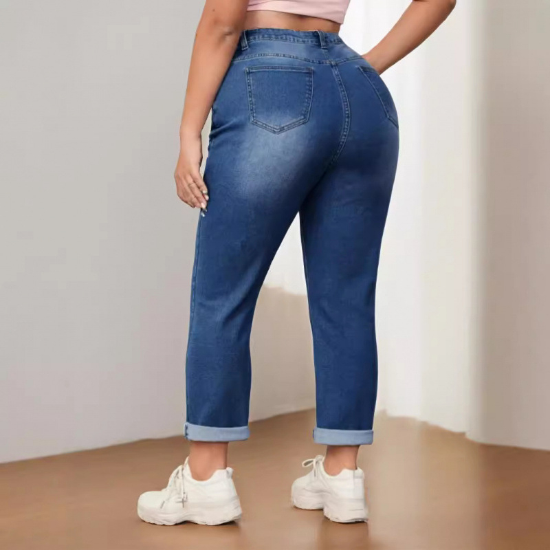 Amazon pārrobežu augstpiedurkņu taisni džinsi sievietēm 25 jaunas Eiropas un Amerikas seksīgas modes, kā arī resni un lieli izmēri