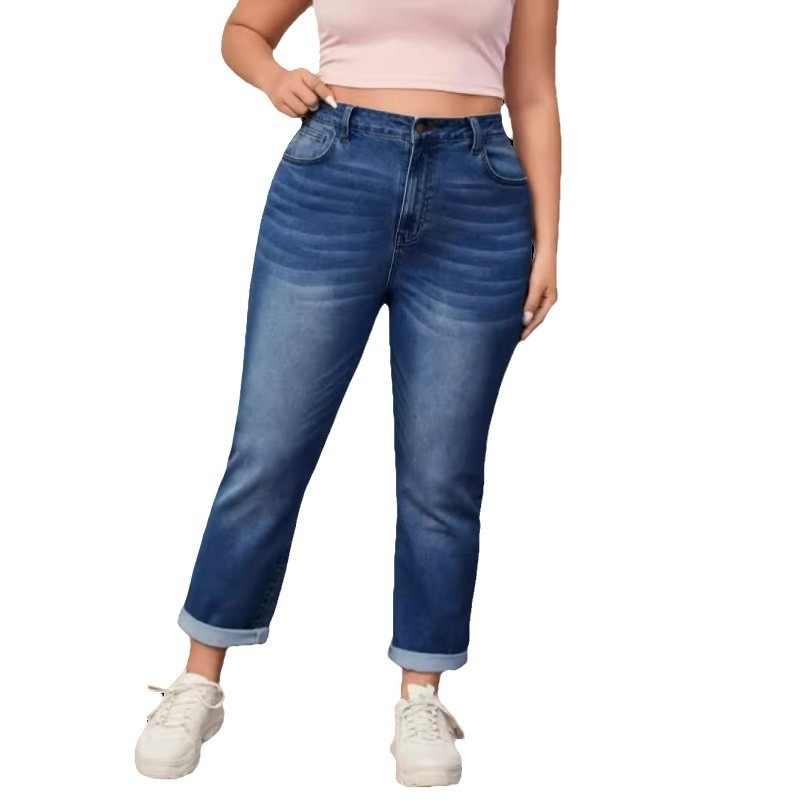 Amazon pārrobežu augstpiedurkņu taisni džinsi sievietēm 25 jaunas Eiropas un Amerikas seksīgas modes, kā arī resni un lieli izmēri
