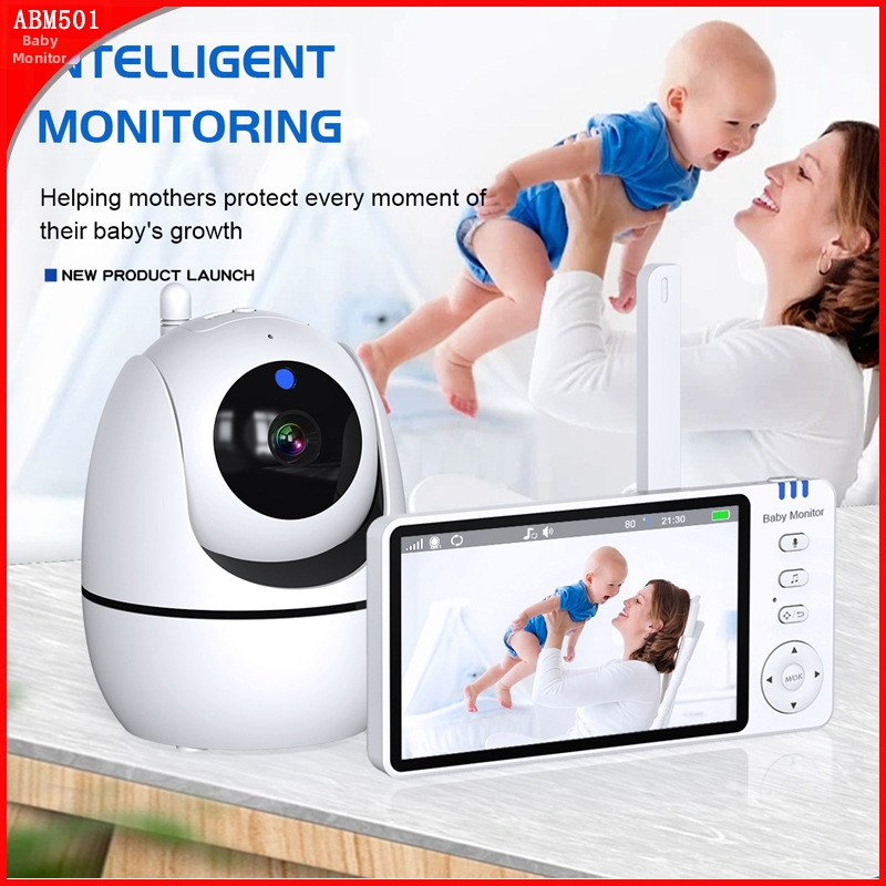 Monitor digital pentru bebeluși de 5 inch, interfon vocal bidirecțional, monitor pentru bebeluși