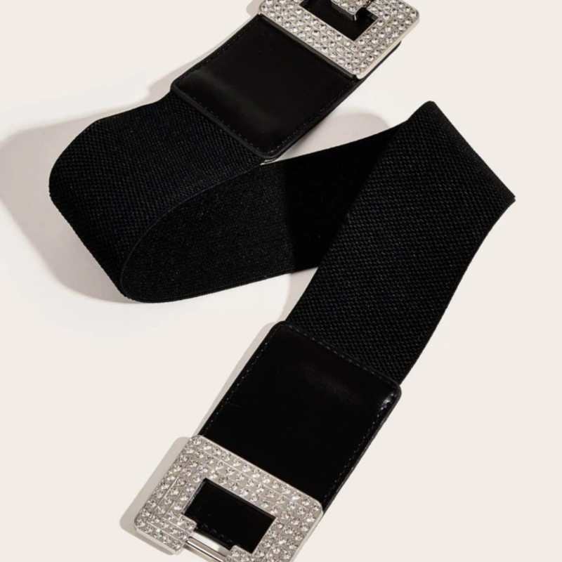 Határokon átnyúló strassz öv gyémántokkal, rugalmas, széles öv, villámgyors, női, mindenhez illő, kristályos derékvédő, divatos, rugalmas öv