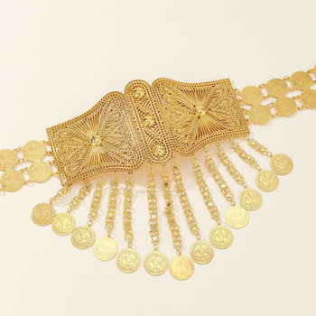 Euroopa ja Ameerika piiriülese stiiliga vööaksessuaarid, sulamist tutiga kuldmündi väljalõikega metallist vöökett, lihtne kehaga vöökett, hulgimüük