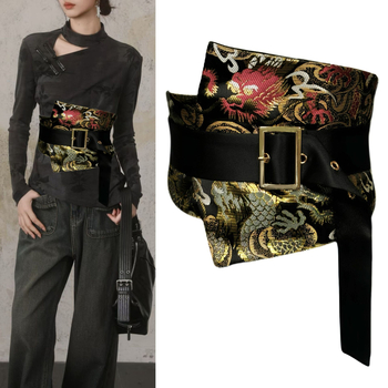 Guofeng uus hiina stiilis retro brokaat vöökoht tihend elastne disain pael rihmaga vöö kleidi hiina rõivaste vöökoht