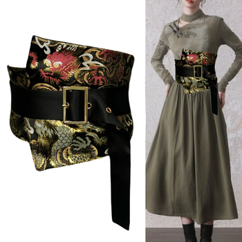 Guofeng uus hiina stiilis retro brokaat vöökoht tihend elastne disain pael rihmaga vöö kleidi hiina rõivaste vöökoht