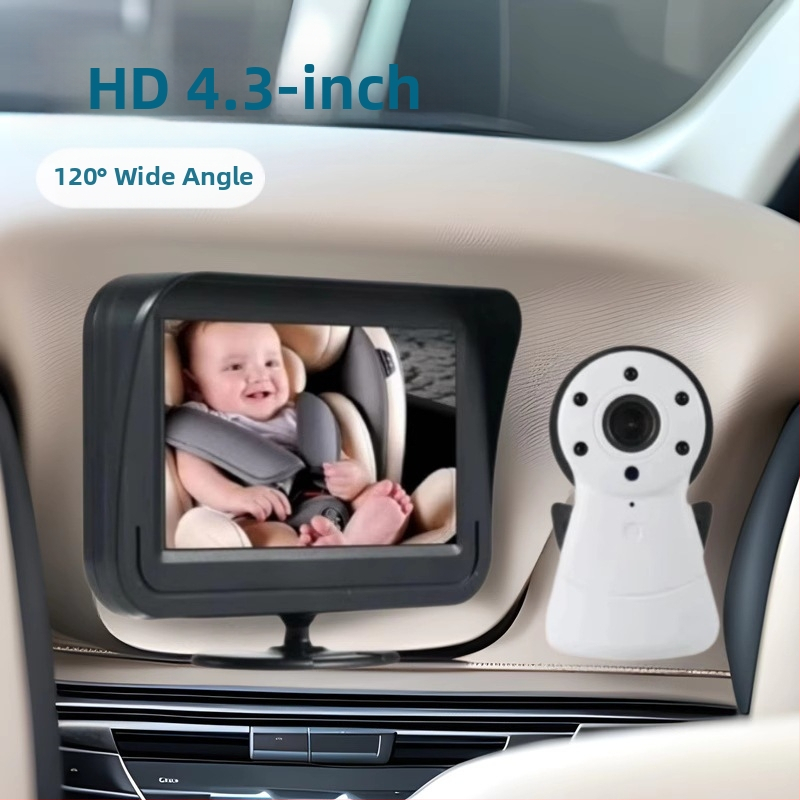 Dispozitiv auto pentru îngrijirea bebelușilor transfrontalier HD de 4,3 inch 1080P, vedere nocturnă cu infraroșu HD cu unghi larg de 120 de grade