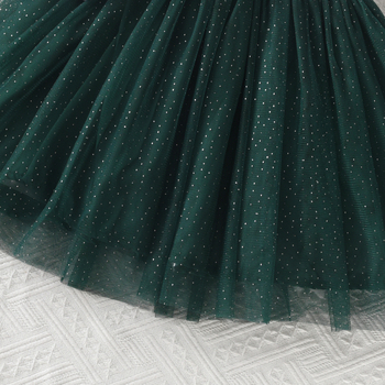 Külkereskedelmi, határokon átnyúló karácsonyi, új stílusú, lányoknak való, európai és amerikai stílusú, karácsonyfa mintás, hosszú ujjú, összeillesztett hálós ruha