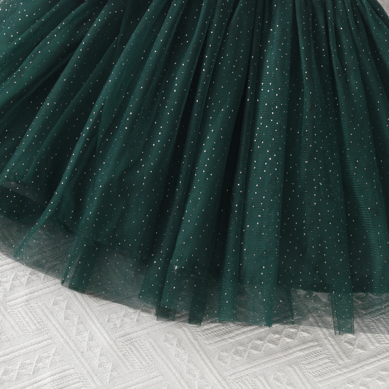 Külkereskedelmi, határokon átnyúló karácsonyi, új stílusú, lányoknak való, európai és amerikai stílusú, karácsonyfa mintás, hosszú ujjú, összeillesztett hálós ruha