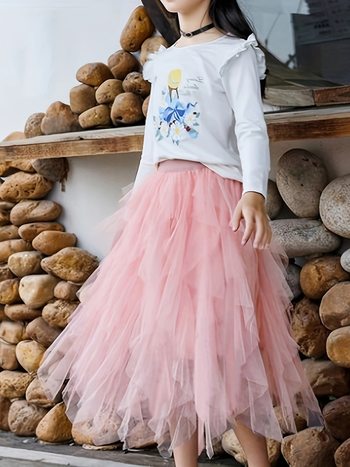 Mergaičių sijonas keturiems metų laikams, vakarietiško stiliaus, vaikiškas torto formos vaivorykštės šydo sijonas, pop sijonas, princesės sijonas, netaisyklingo tinklelio sijonas