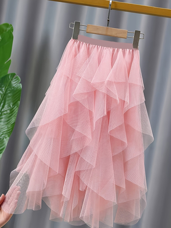 Mergaičių sijonas keturiems metų laikams, vakarietiško stiliaus, vaikiškas torto formos vaivorykštės šydo sijonas, pop sijonas, princesės sijonas, netaisyklingo tinklelio sijonas