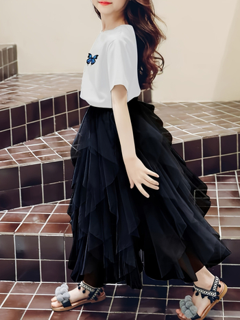 Mergaičių sijonas keturiems metų laikams, vakarietiško stiliaus, vaikiškas torto formos vaivorykštės šydo sijonas, pop sijonas, princesės sijonas, netaisyklingo tinklelio sijonas