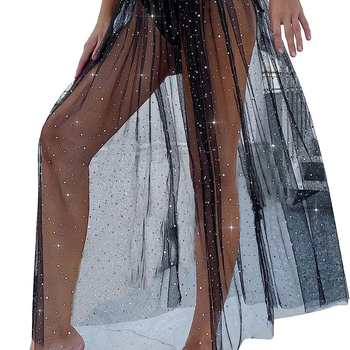 Europos ir Amerikos damos seksualus juodas perspektyvus tinklinis sijonas blizgus paplūdimio sijonas užsienio prekyba didmeninė prekyba plaukai karta